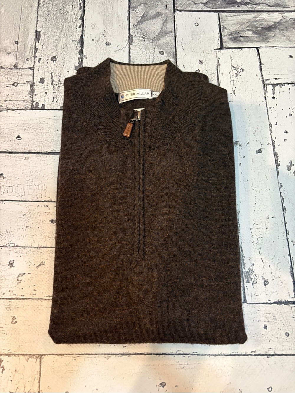 Peter Millar 100% Merino Wool Quarter Zip Sweater Vest Brown Men’s XXL